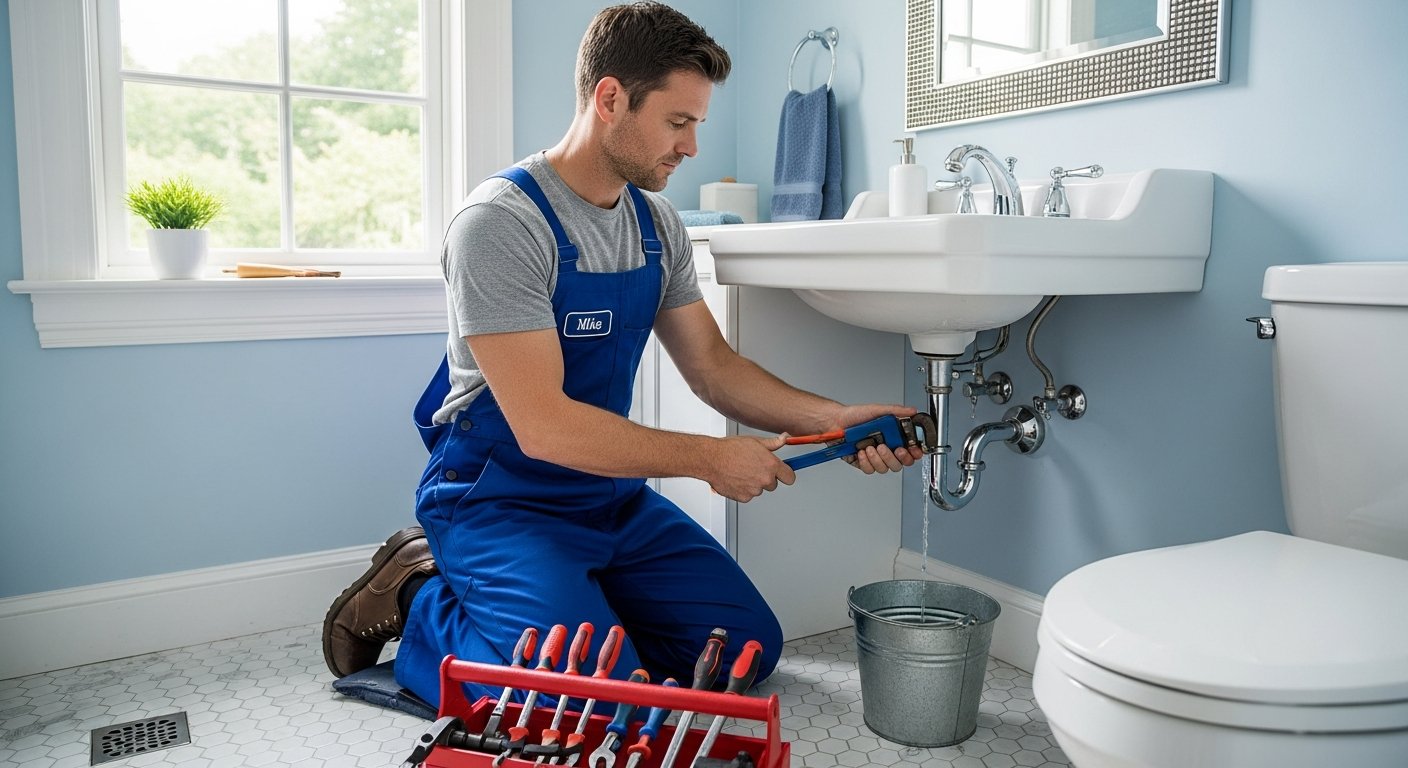 Professional Gas Safe registered plumber servicing a modern combi boiler in a well-lit kitchen